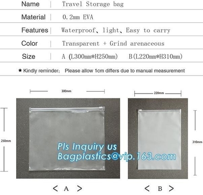 Logo printed Slider zipper Clear pvc bag for package Vinyl transparent pvc bag cosmetic packing, Zip Lock Slider Travel