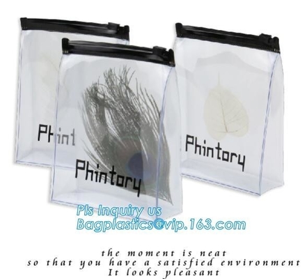 eco-friendly clear vinvyl pvc slider zip bags k bag, slider zipper bag plastic bag with zipper/pvc zipper lock sli