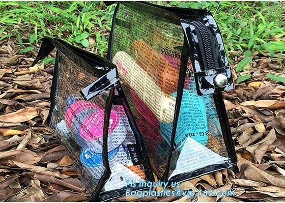 makeup cosmetic bag beauty flat pouch, bag clear vinyl pvc packaging bag with slider zipper, vinyl slider zipper bag,zip