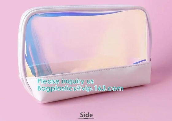 HOLOGRAPHIC MAKEUP BAG, PU TPU MATERIAL MAKEUP travel wash bag waterproof makeup bag cosmetic bags, ECO FIRENDLY PACKAGE
