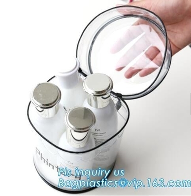 Barrel Shaped Travel Portable PVC Drum Swim Equipment Storage Bag, salon hair expansion packaging kit barrel bag clear p
