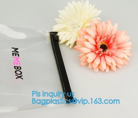 fashion thick clear retail custom printed pvc slider zipper bag, mini plastic zipper cosmetic slider zip bags with print
