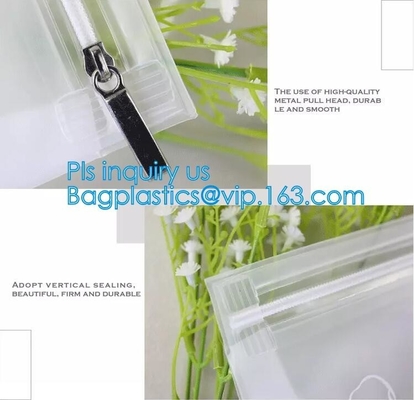 k slider bags for pencils pens, PVC Cosmetic Packaging Bags with Slide Zipper, eco friendly customized slider zipl
