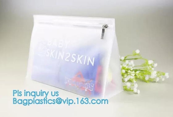 k slider bags for pencils pens, PVC Cosmetic Packaging Bags with Slide Zipper, eco friendly customized slider zipl