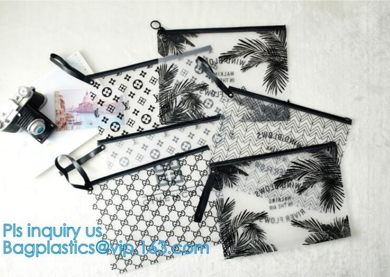 slider PVC zipper PE packing bag for underwear / clothing / cosmetic, foldable slider zipper pvc storage bags, Pouch Sli