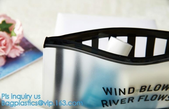 Frosted EVA custom clear PVC bath towel plastic zipper slider bags, Eco-friendly Slider Zipper Flat PVC Plastic Bag For
