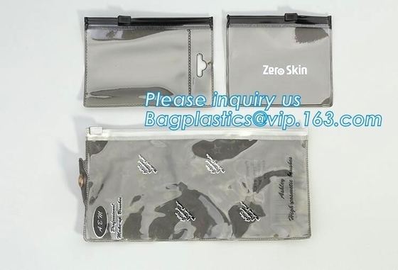 Frosted Poly Vinyl k Slider Closure Clothes Packaging Bag, slider zipper PVC bag clear vinyl cosmetic bag, File Ba