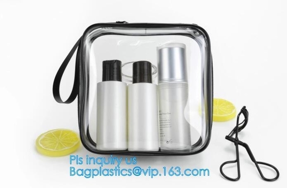 Clear Carry On Travel Toiletry Bag PVC Travel Cosmetic Makeup Bag, Outdoor travel solid durable transparent PVC zipper b