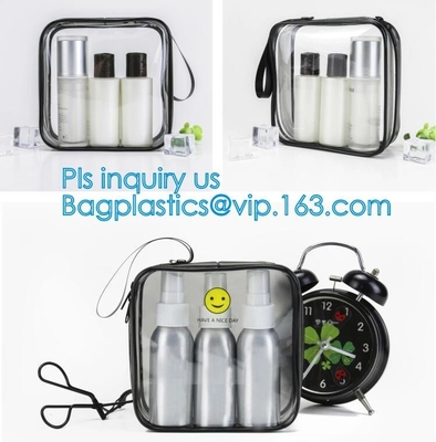 Clear Carry On Travel Toiletry Bag PVC Travel Cosmetic Makeup Bag, Outdoor travel solid durable transparent PVC zipper b