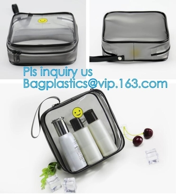 recyclable travel PVC cosmetic bag travel set bag, PVC Zip Lock Plastic Cosmetic Travel Packaging Bag, PVC Zipper Travel