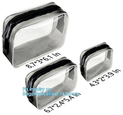 cusotm logo rope handle clear pvc bag with zipper, handle transparent cosmetic bag, k Make Up Travel Bag, Organize
