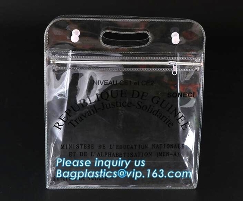 Vinyl Pvc Zipper Heavy Duty Clear Plastic Bags With Handles, Eco-friendly Clear PVC Wine Ice Bag / pvc wine gift ice bag