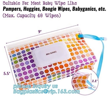 baby wet wipe tissue paper bag/fabric tissue bag, side gusset baby Wet tissue wipes packaging bag, Promotion reusable zi