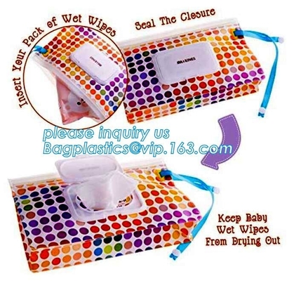 Colorful printing eva wet baby tissue paper bag, Customized EVA eco-friendly baby tissue gusseted wet wipes packaging ba