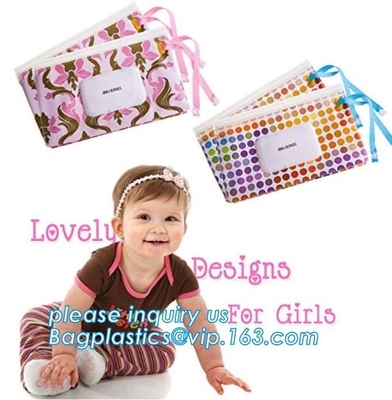 reusable baby tissue pouch plastic EVA travel wet wipe container bag, UV Printed Zip Top Travel Plastic EVA Baby Tissue