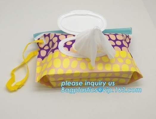 Reusable custom EVA wet wipe pouch, zipper baby wet wipe tissue bag, Portable EVA Custom wet tissue packaging bag with p
