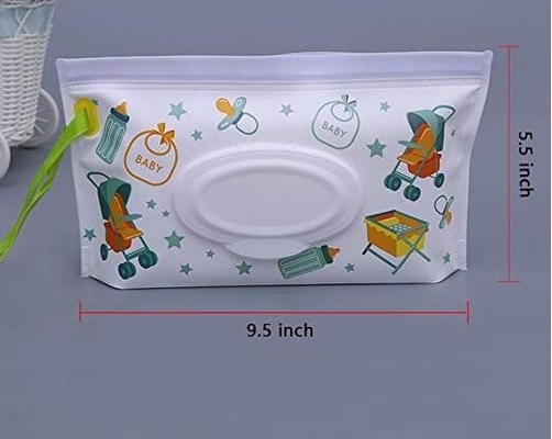Reusable custom EVA wet wipe pouch, zipper baby wet wipe tissue bag, Portable EVA Custom wet tissue packaging bag with p