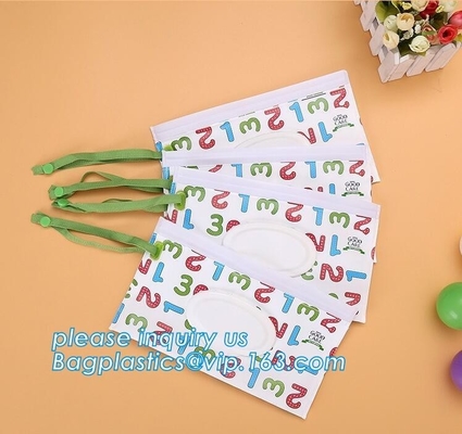 Wet wipe pouch baby wipe case holder dispenser refillable wet wipe, cartoon pattern travel wipes dispenser holder reusab