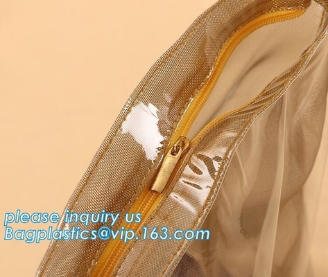 Vinyl Reclosable Makeup Storage Bag Cosmetic Pouch,Printed Vinyl Travel Cosmetic Bag Zipper PVC Pouch Bag
