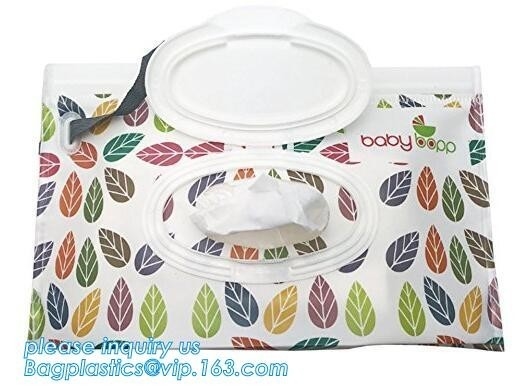 Portable wet tissue packaigng bag container, EVA custom wet tissue bag, tissue container bag,tissue packaging diaper pac