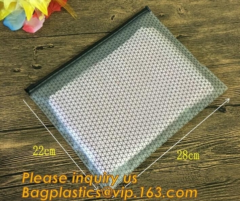 Pencil Case PVC Bag Zippered PVC Mesh Bag EVA Document File Bag,Water-Proof PVC Zipper Stationary Document Set Bags