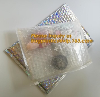 Factory Transparent Cosmetic k clear bubble bags/Hot sale Slider Zipper Bag,wholesale metallic glossy holographic