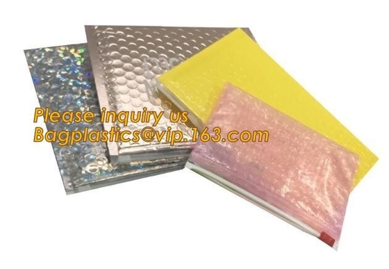 Cosmetic Pink Slider Padded Bag/Holographic k Bag With Bubble,Holographic Metallic Zipper Bubble Bag/Slider Padded