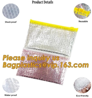 Cosmetic Pink Slider Padded Bag/Holographic k Bag With Bubble,Holographic Metallic Zipper Bubble Bag/Slider Padded