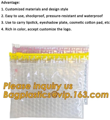Cosmetic Pink Slider Padded Bag/Holographic k Bag With Bubble,Holographic Metallic Zipper Bubble Bag/Slider Padded