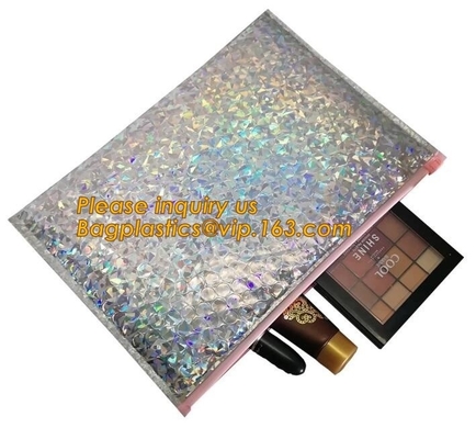 k Bubble Bag Zipper Padded Bag with LOGO for Cosmetic,custom colorful metallic bubble zipper bag Packaging Cosmeti