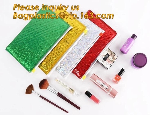 k Bubble Bag Zipper Padded Bag with LOGO for Cosmetic,custom colorful metallic bubble zipper bag Packaging Cosmeti