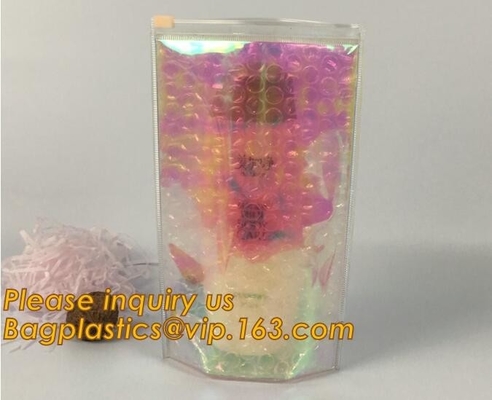 transparent slider zipper bubble bag，Reusable portable PE bubble wine bottle protector bag,k bubble bag,slider pac