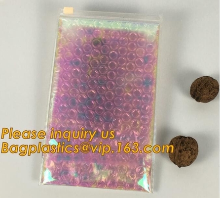 transparent slider zipper bubble bag，Reusable portable PE bubble wine bottle protector bag,k bubble bag,slider pac