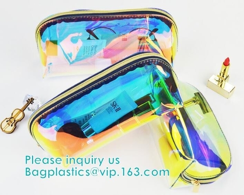 Holographic Color Bag Neon Bag Clear Pvc Cosmetic Make Up Bag in Rainbow,holographic k bagholographic laser handy