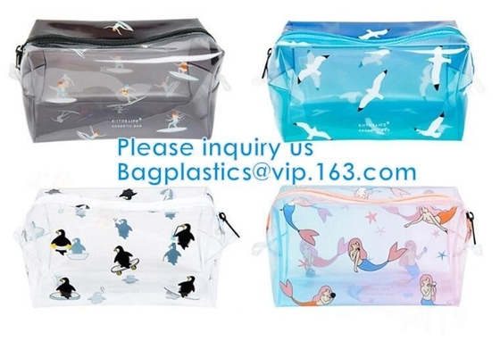 Custom Shell Shaped White Nylon Mesh Cosmetic Bag Pouch For Make Up,Hologram Vinyl Material Pvc k Holographic Bag