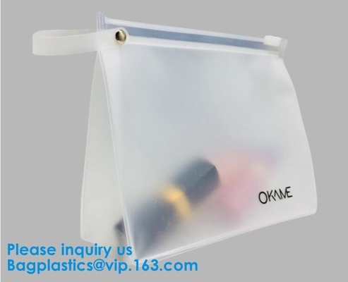 Eco-friendly heat seal frosted PVC /EVA k bag, Custom Waterproof Cosmetic Clear Plastic PVC Zipper Bag With Logo