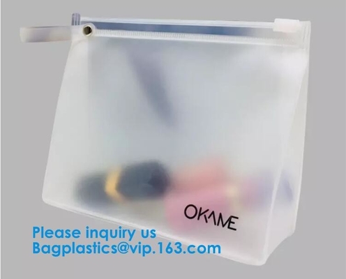 Eco-friendly heat seal frosted PVC /EVA k bag, Custom Waterproof Cosmetic Clear Plastic PVC Zipper Bag With Logo