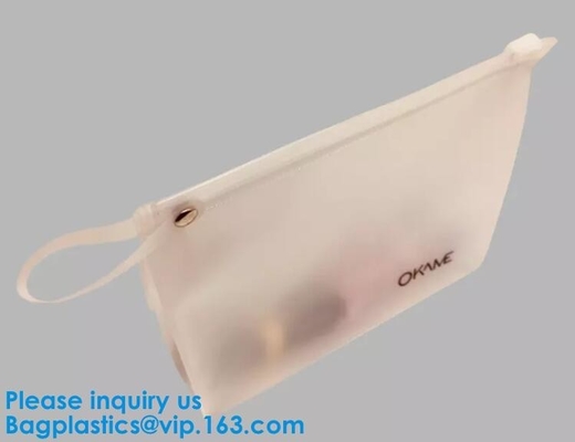 Eco-friendly heat seal frosted PVC /EVA k bag, Custom Waterproof Cosmetic Clear Plastic PVC Zipper Bag With Logo