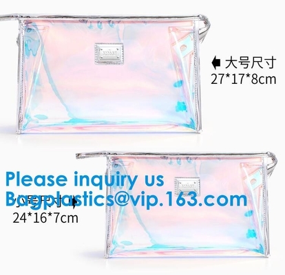 Glossy Rainbow Hologram Vinyl Cosmetic Pvc Bag With Zip Closure,Hologram zipper pvc cosmetic bag