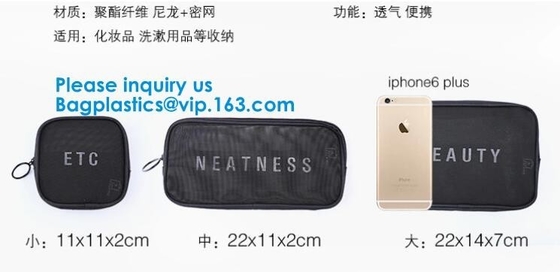 Amazon Wholesale Hanging Toiletry Make Up Transparent Bag Organizer Elastic Mesh Pouch Ladies Cosmetic Case Travel Makeu