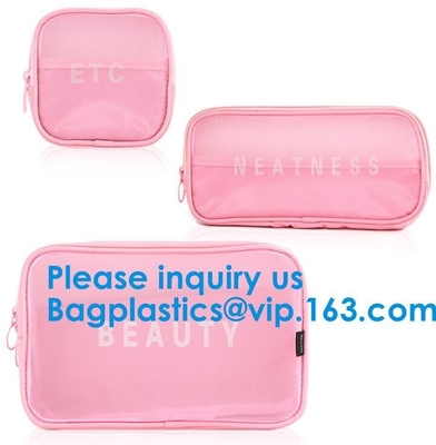 Black Nylon Mesh Makeup Cosmetic Bag / Small Nylon Mesh Make Up Cosmetic Bag,Mesh Cosmetic Bag Neceser Toiletry Organize