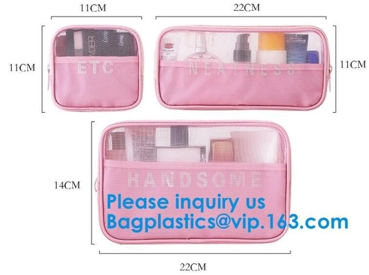 Black Nylon Mesh Makeup Cosmetic Bag / Small Nylon Mesh Make Up Cosmetic Bag,Mesh Cosmetic Bag Neceser Toiletry Organize
