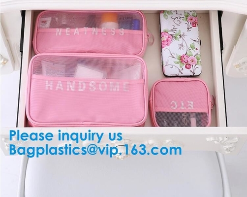 Women Mesh Bag Travel Cosmetic Bag Makeup Case Pouch,Organizer Purse Necessary Mesh Cosmetic Bag Women Make Up Bag Makeu