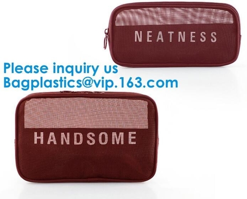 Women Mesh Bag Travel Cosmetic Bag Makeup Case Pouch,Organizer Purse Necessary Mesh Cosmetic Bag Women Make Up Bag Makeu