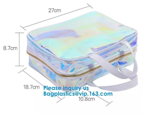 Shiny Silver Pvc Holographic Makeup Cosmetic Bags Toiletry Storage Wash Bags Organizer Pouch Beauty Makeup Case Accessor