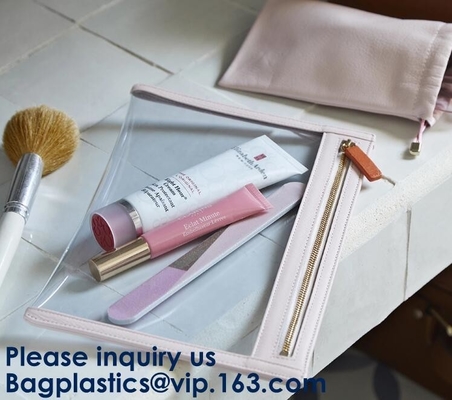 OEM Makeup Cosmetic Bag Commodity Package Packing Soft Customized PVC Slider,Portable Washable Storage Bag Makeup Zipper