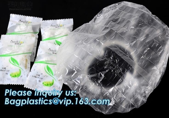 Eco bio plastic Microfiber Double Layers Elastic Reusable Bathing Cap waterproof Shower Cap,Disposable Shower Cap bageas