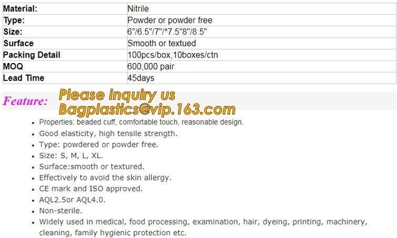 Factory wholesale price nitrile disposable gloves for medical examination use,OEM non-sterilization powder free disposab