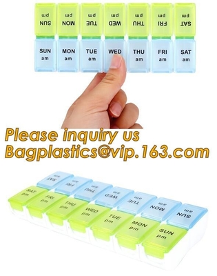 Large Weekly Medication Capsule Pill Box,Fashionable portable pocket size pill box with cover easy open pill box organiz