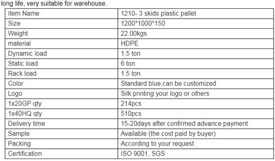 100% Virgin HDPE wear-resistant anti-slip stackable plastic pallet, China Manufacturer accept custom standard stacking p